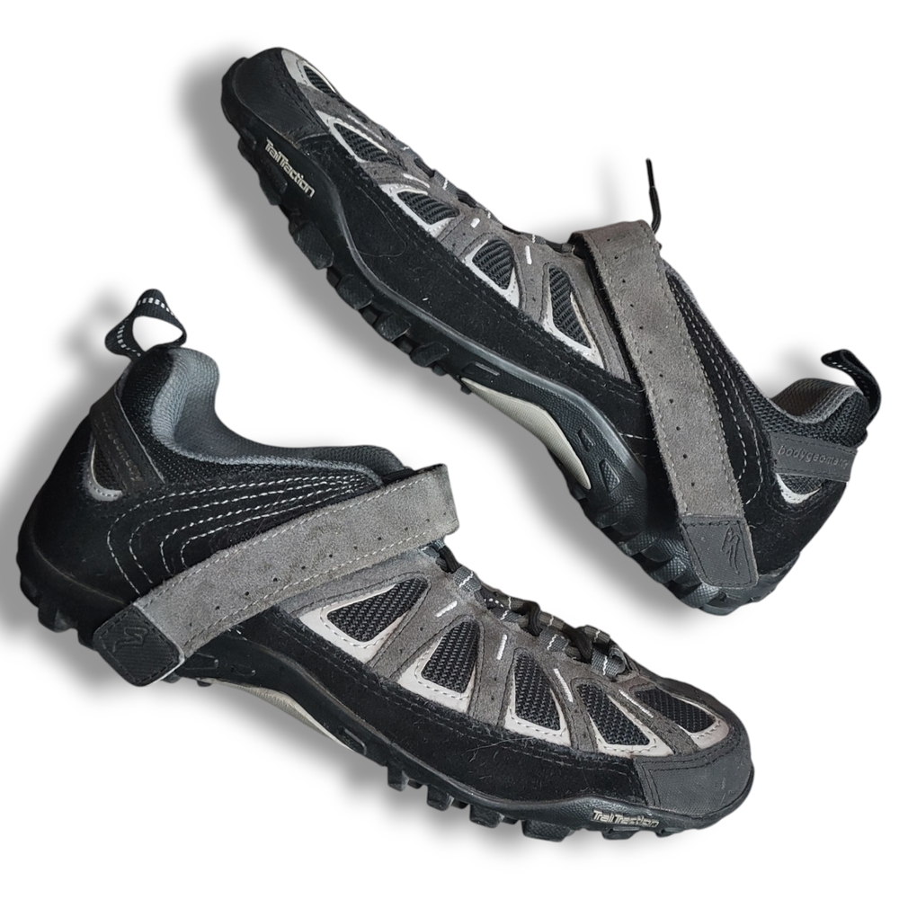 Specialized Womens Tahoe Cycling Shoes Gray Mesh 6122-2839 Bungee Laces 8.5M